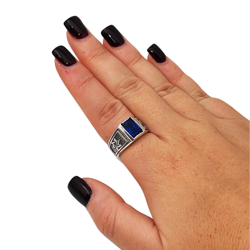 Sterling Silver Jewish Star Sapphire Ring - Image 8