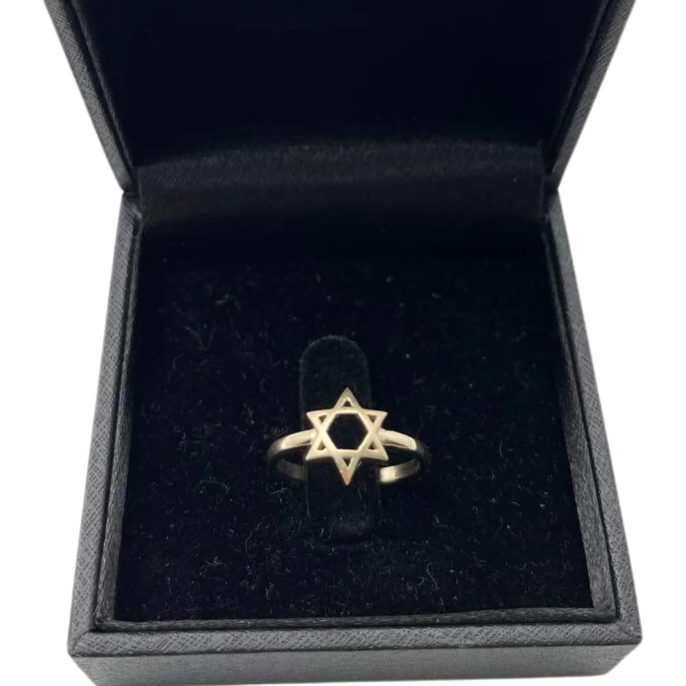 14K Yellow Gold Domed Star of David Ring - Image 4