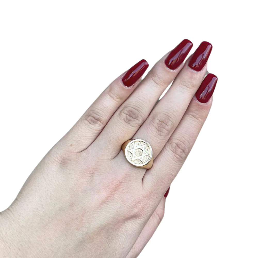 Star of David Signet Ring 14K Gold - Image 5