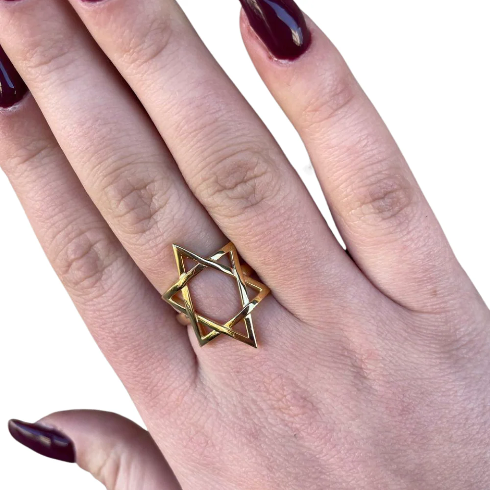 Large Star of David Ring in 14K Gold - Image 6