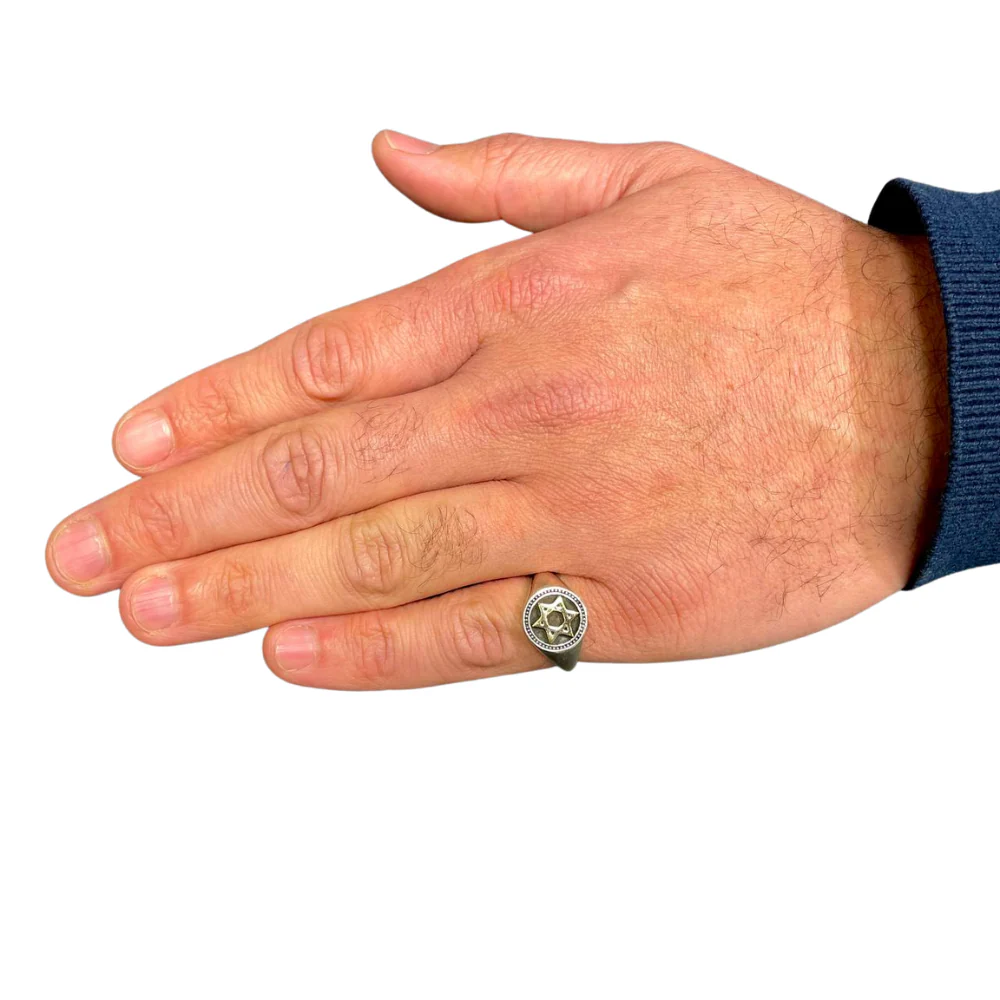 Star of David Signet Ring in 14k Gold and Silver - Image 4