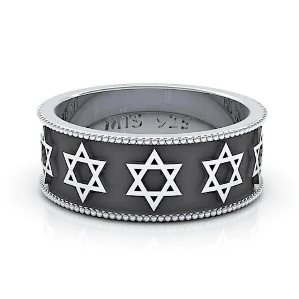 Star of David Ring in Silver and Black - Image 3
