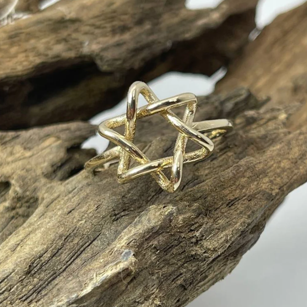Minimalist Star of David Ring in 14K Yellow Gold - Image 5