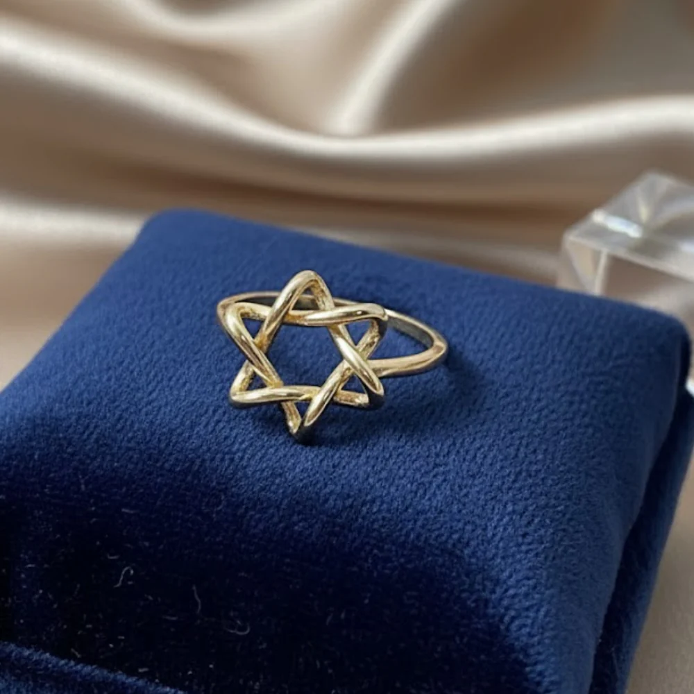 Minimalist Star of David Ring in 14K Yellow Gold - Image 9