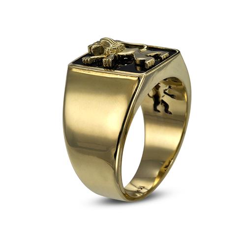 Lion of Judah Signet Ring in 14k Gold with Onyx - Image 2