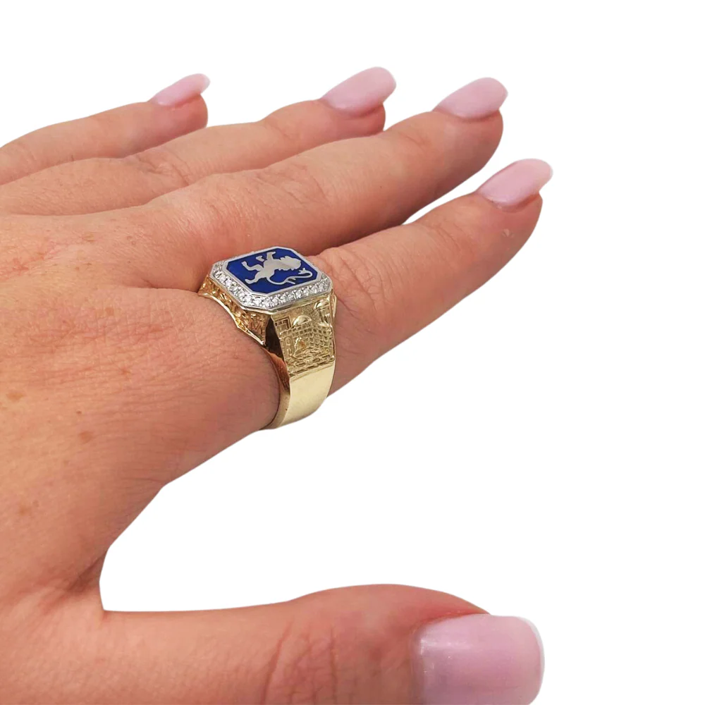 Lion of Judah Jerusalem Signet Ring - 14K Gold and Diamond - Image 3