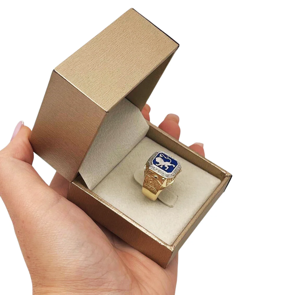 Lion of Judah Jerusalem Signet Ring - 14K Gold and Diamond - Image 4