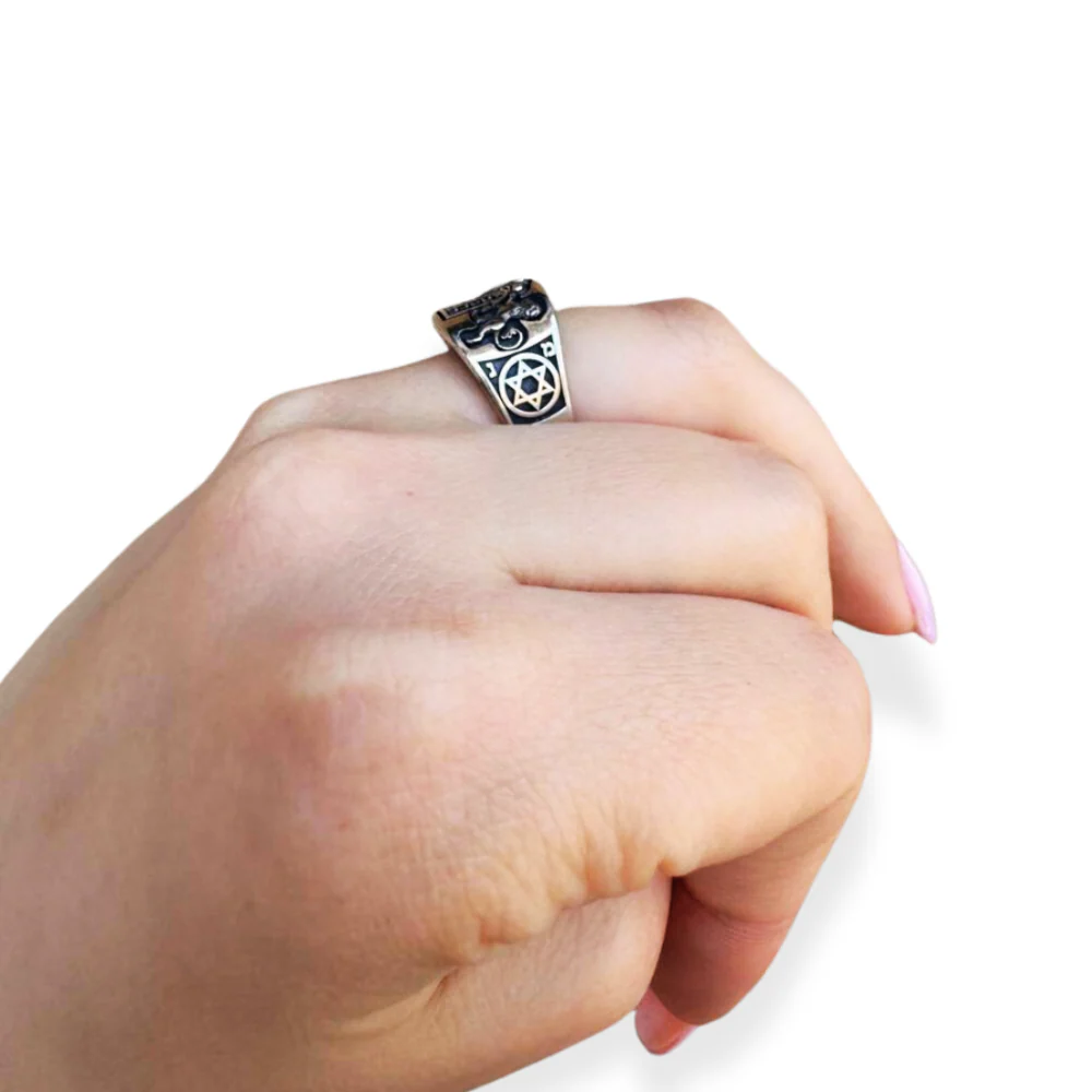 Lion of Judah Ten Commandments Star of David Jewish Ring in Sterling Silver - Image 4