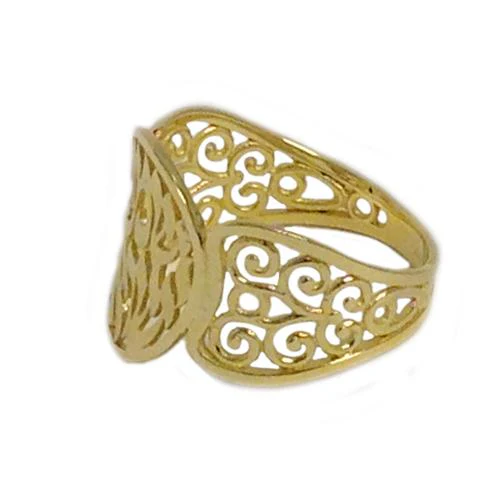 14k Gold Decorative Shema Yisrael Ring - Image 2