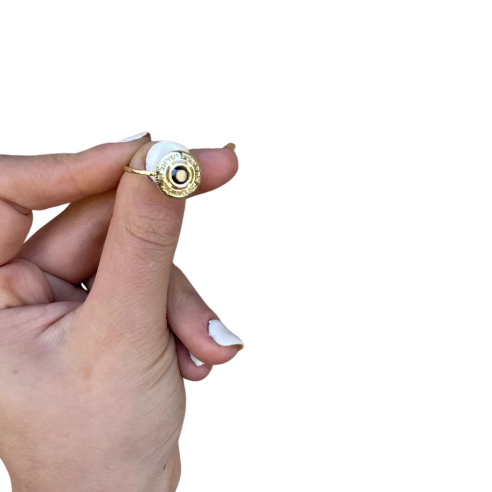 14k Gold Dainty Onyx Shema Ring - Image 3