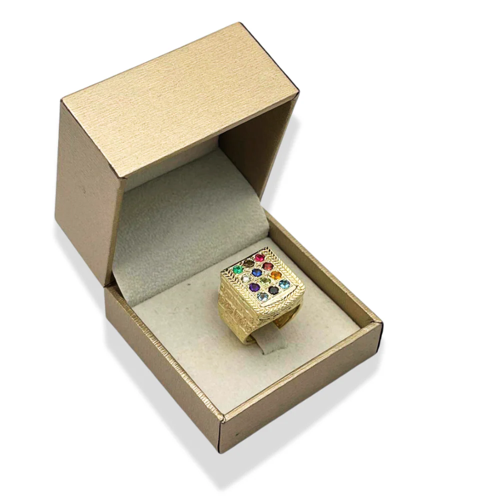 Choshen Semi-Precious Stones Men's Signet Ring in 14K Gold - Image 8