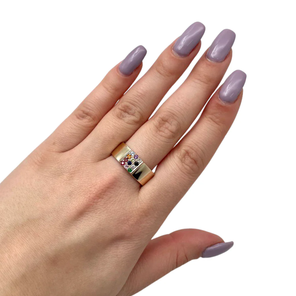 Hoshen Ring with Shema Israel in 14k Gold & Gemstones - Image 2
