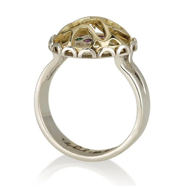 14K Yellow Gold and Silver Secret of Fortune Ring with 12 Hoshen Gems - Image 2