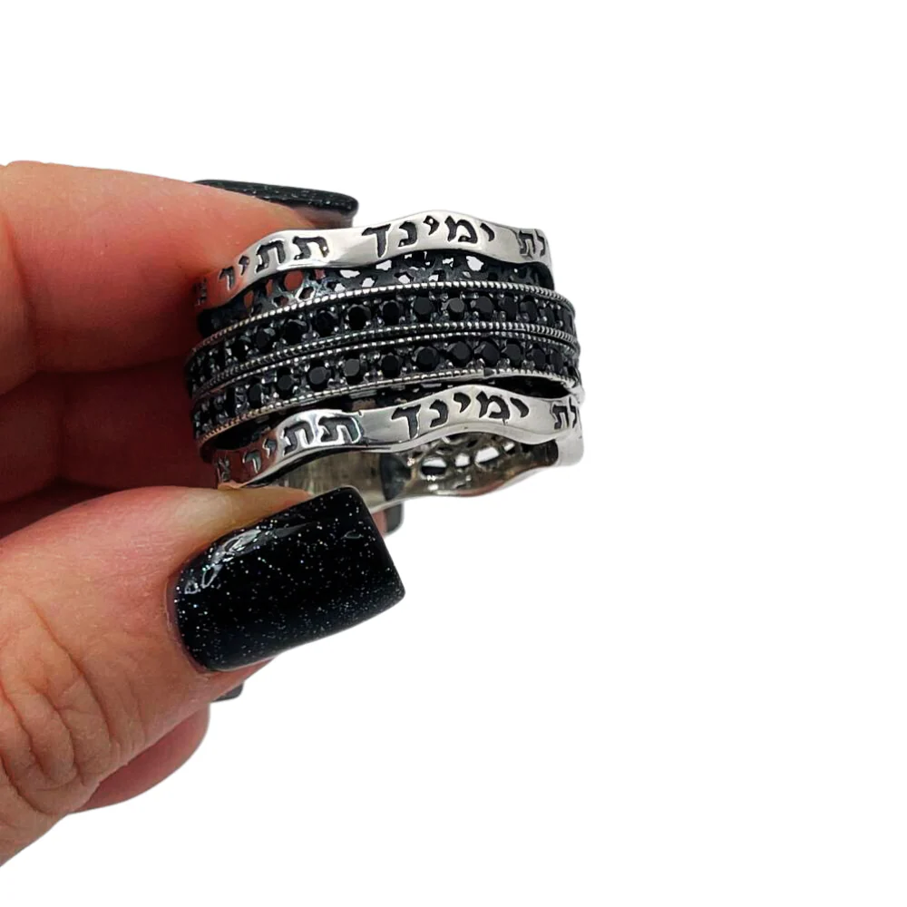 Silver Ana Bekoach Onyx Spinner Ring - Image 3