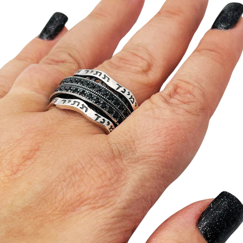 Silver Ana Bekoach Onyx Spinner Ring - Image 5