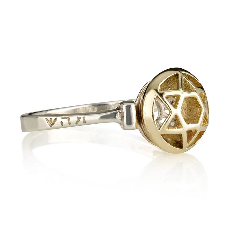 14K Gold and Silver Domed Star of David Kabbalah Protection Ring - Image 3