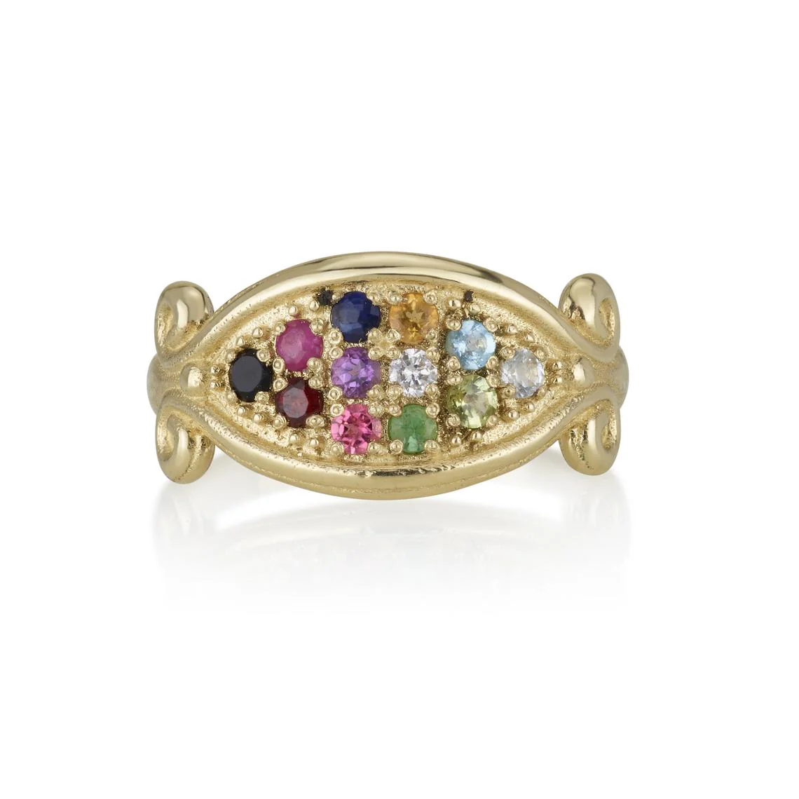 14K Yellow Gold Kabbalah ring with 12 Hoshen Stones (2 mm) - Image 3
