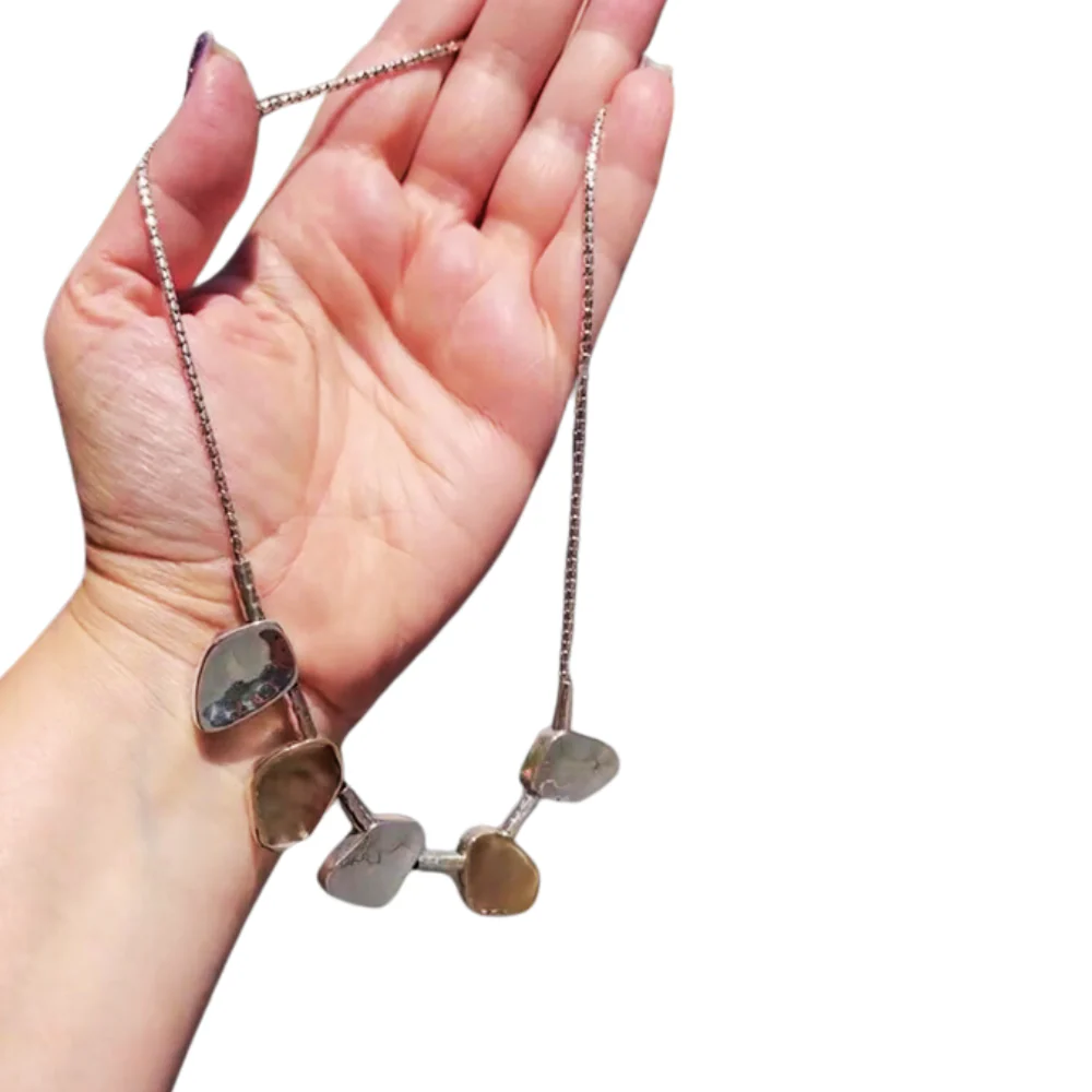Silver and Gold Jerusalem Stone Style Nugget Necklace - Image 4