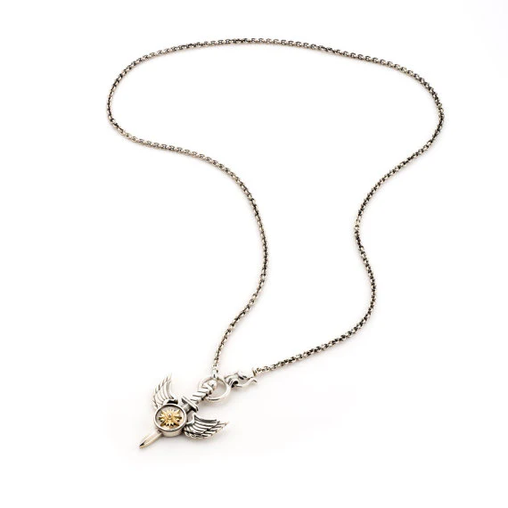 Silver and Gold Necklace with Handmade Pendant