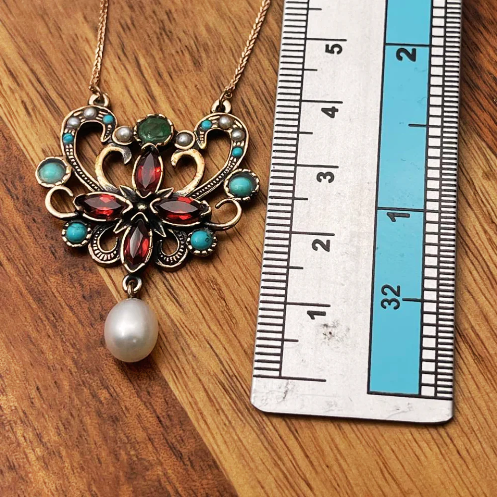 Israeli Designer Gemstone Butterfly Rose Gold Necklace - Image 7