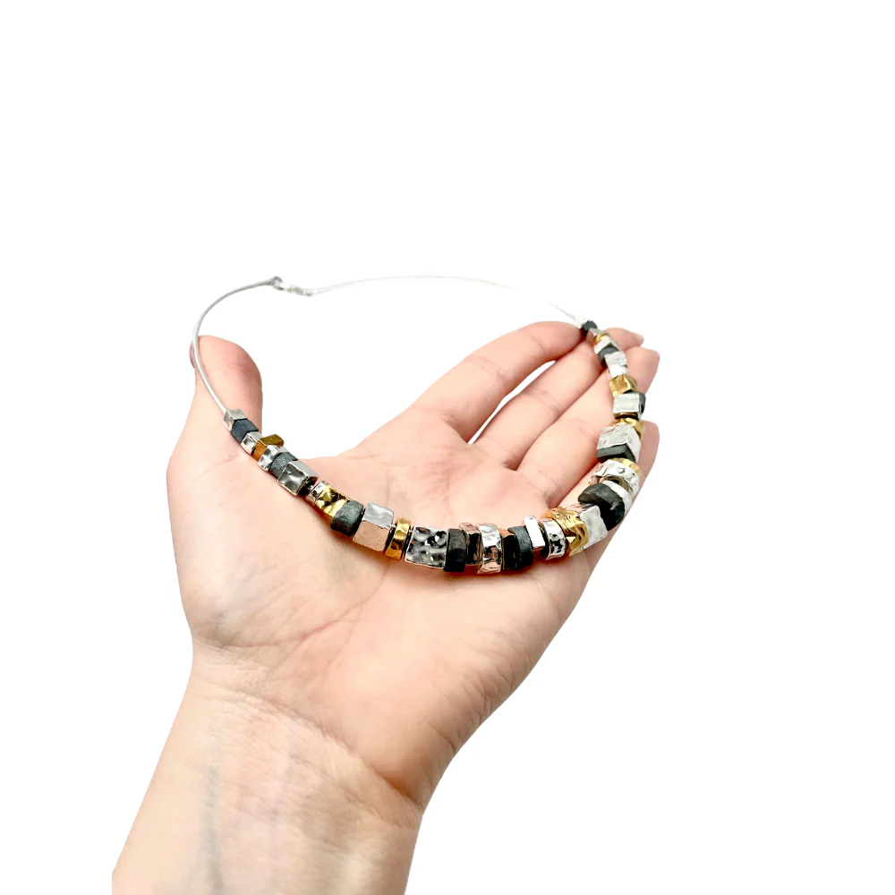 Israeli Necklace with Silver and Gold Plated Nuggets - Image 4
