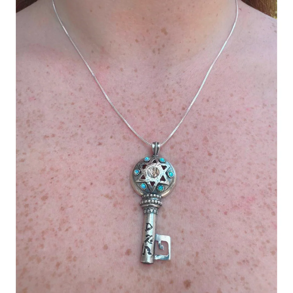 Kabbalah Necklace - Sterling Silver and Gold Key Opal - Image 6
