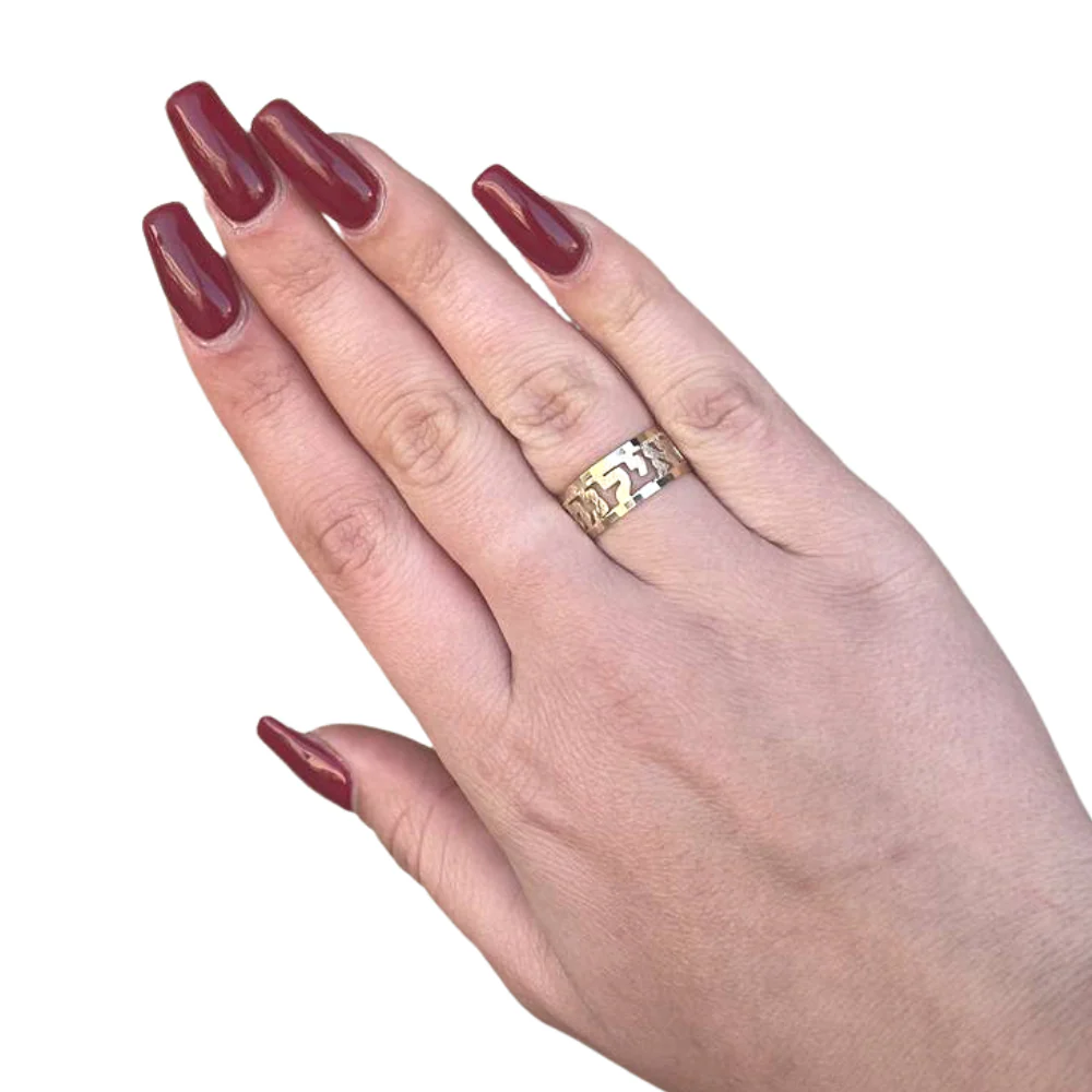 14k Gold Diamond-Cut Name Ring - Image 3