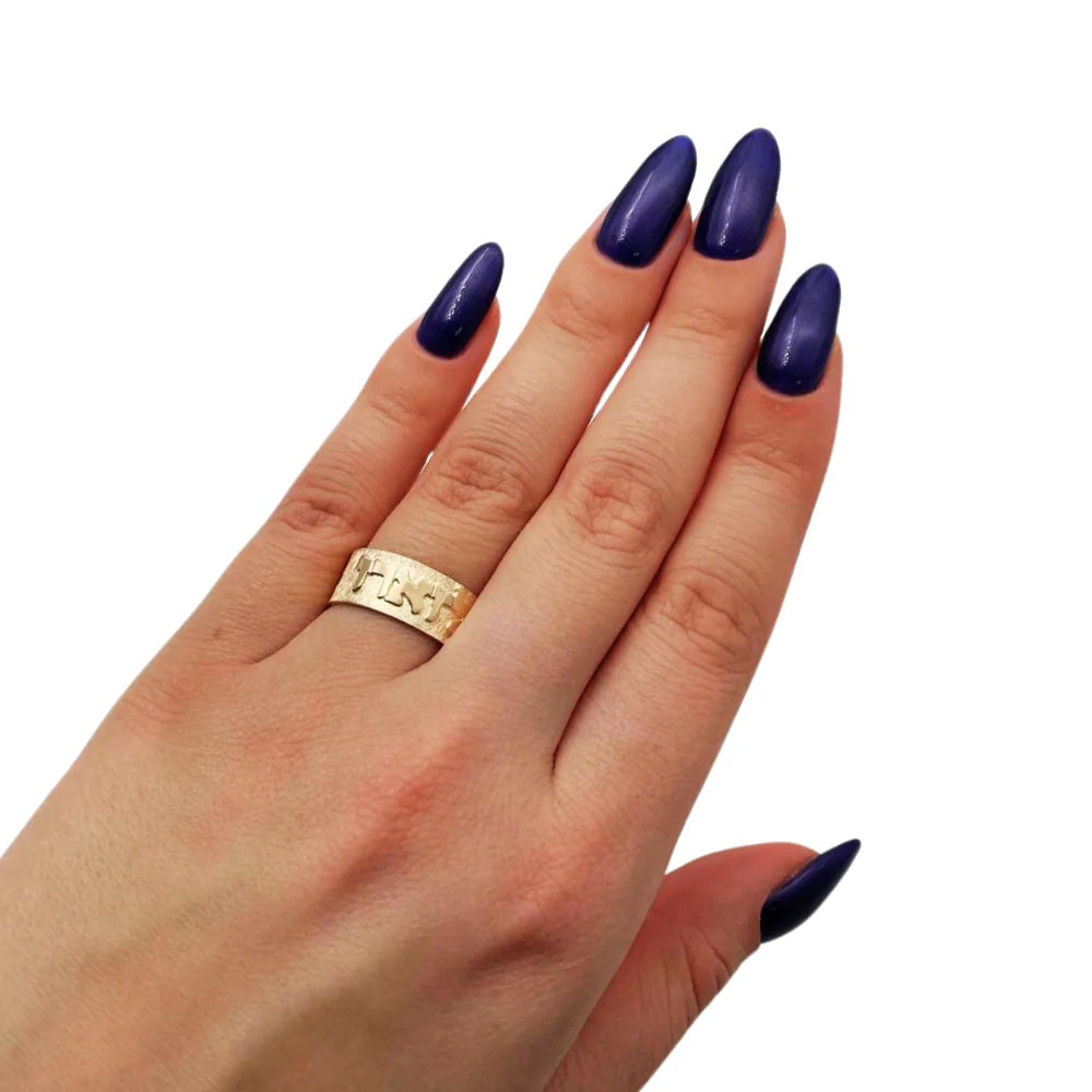 14k Brushed Gold Name Ring - Image 2