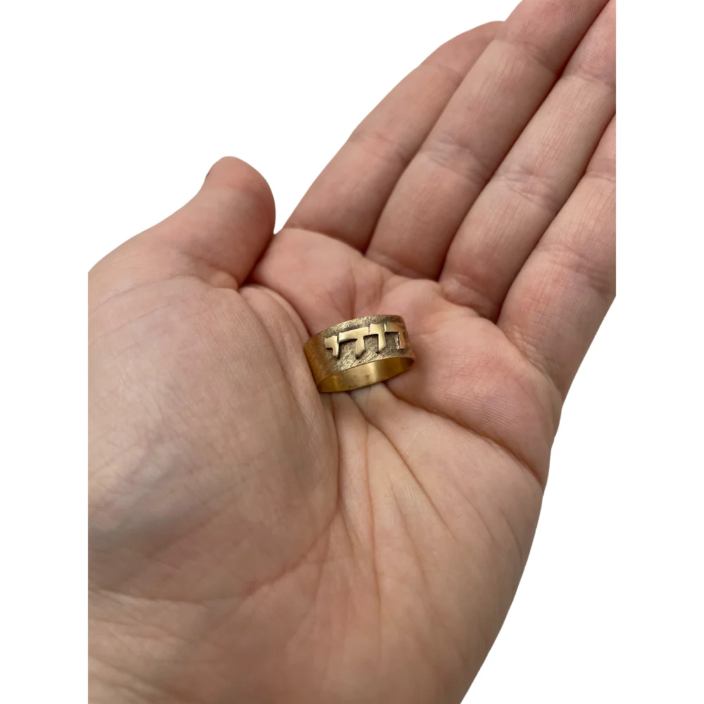 14k Brushed Gold Name Ring - Image 5