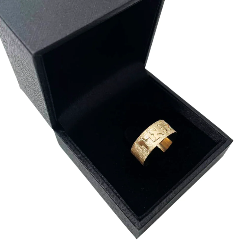14k Brushed Gold Name Ring - Image 7