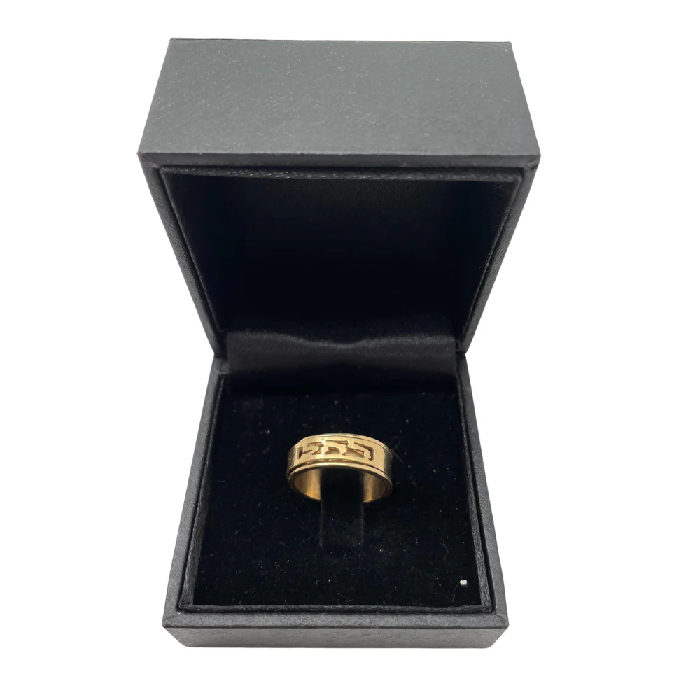 14k Yellow Gold Cutout Spinning Name Ring - Image 2