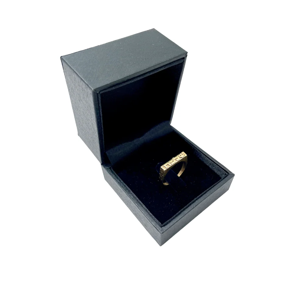 14k Gold Narrow Kotel Name Ring - Image 2