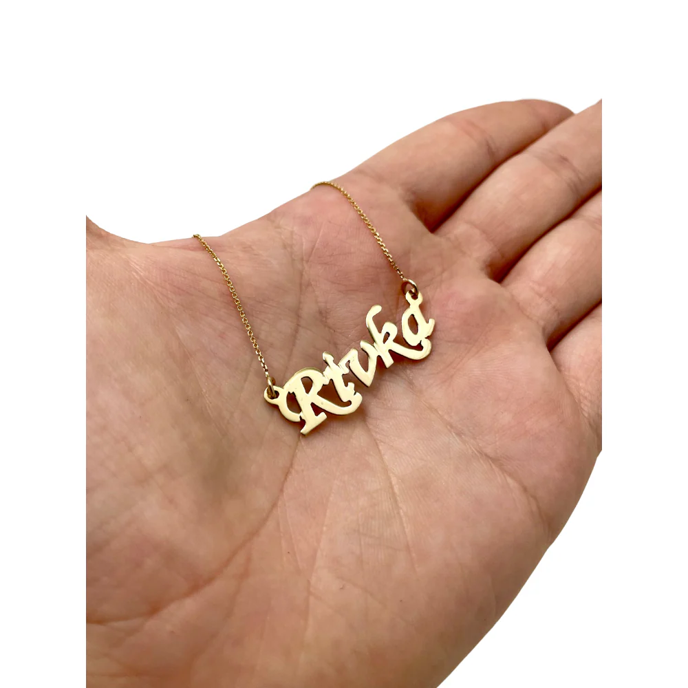 14k Gold Script Name Necklace - Image 4