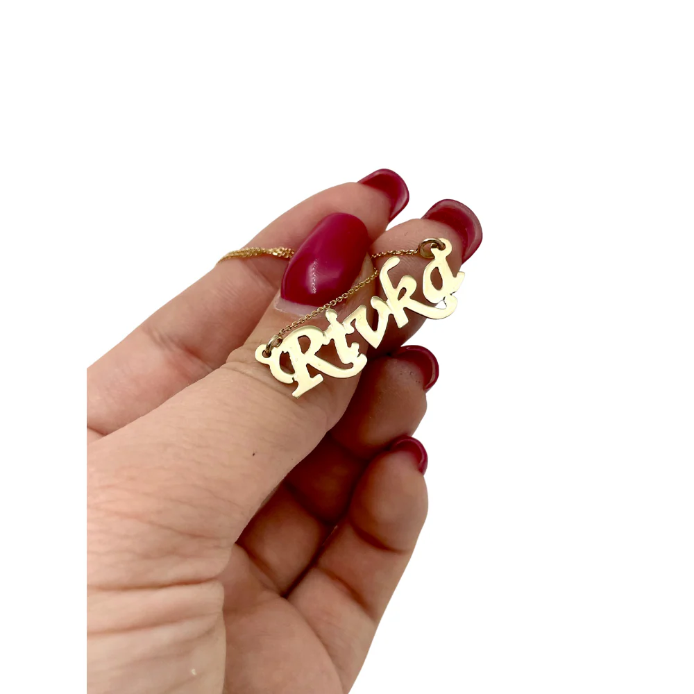 14k Gold Script Name Necklace - Image 5