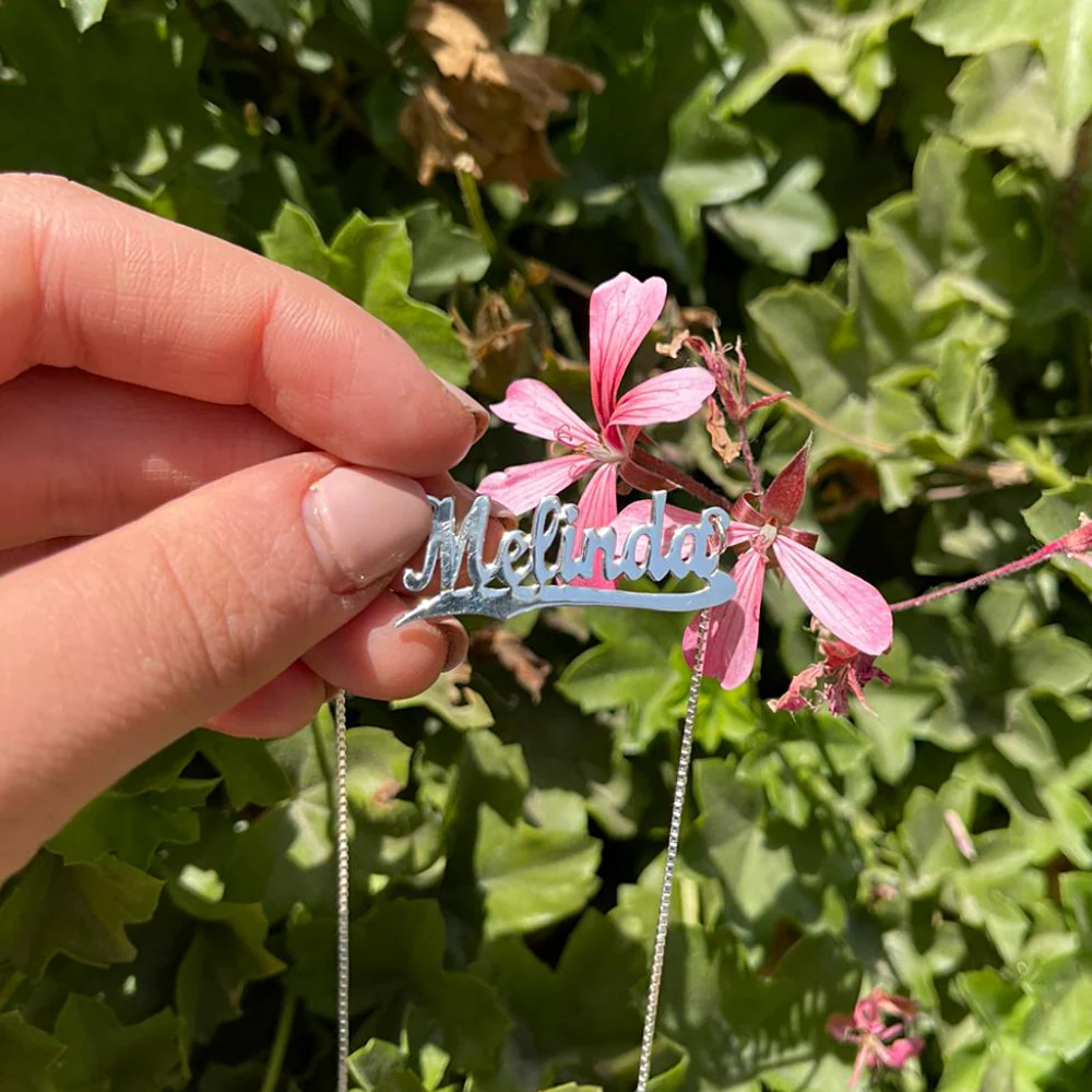 Silver Underlined English Script Name Necklace - Image 7