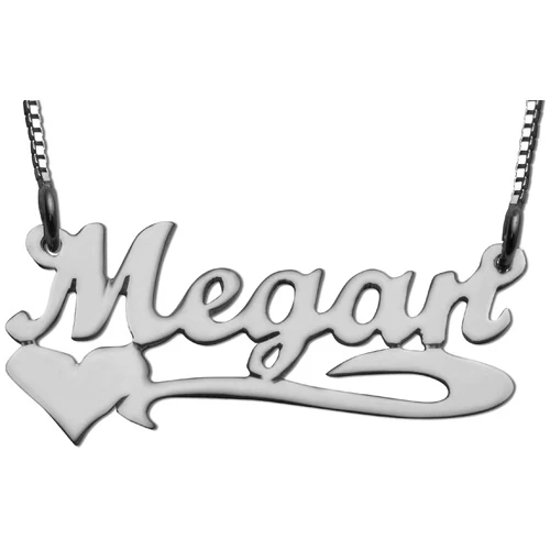 Silver Underline Side Heart Script Name Necklace - Image 6