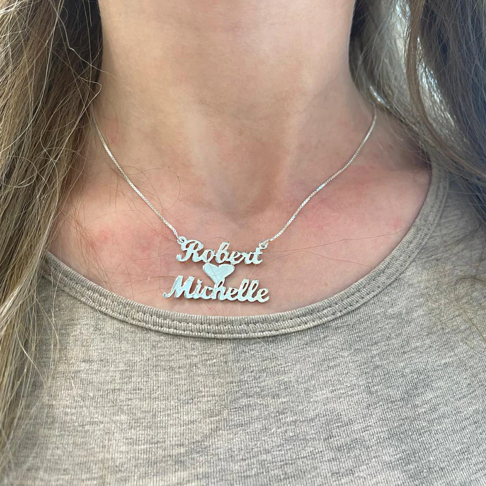 Lovers Heart Silver Name Necklace - Image 5