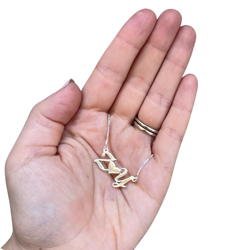 Lovers / Friends Initial Silver Name Necklace - Image 2