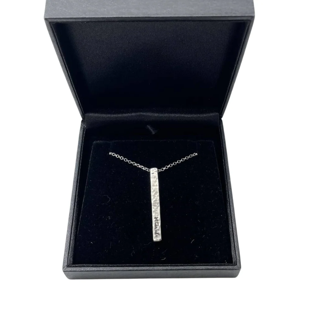 Hammered Bar Name Necklace in Sterling Silver - Image 7