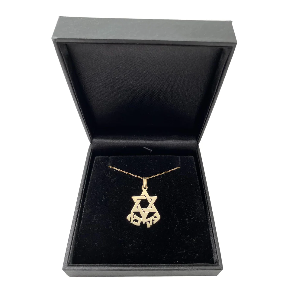 14k Gold Star of David Name Large Pendant - Image 2