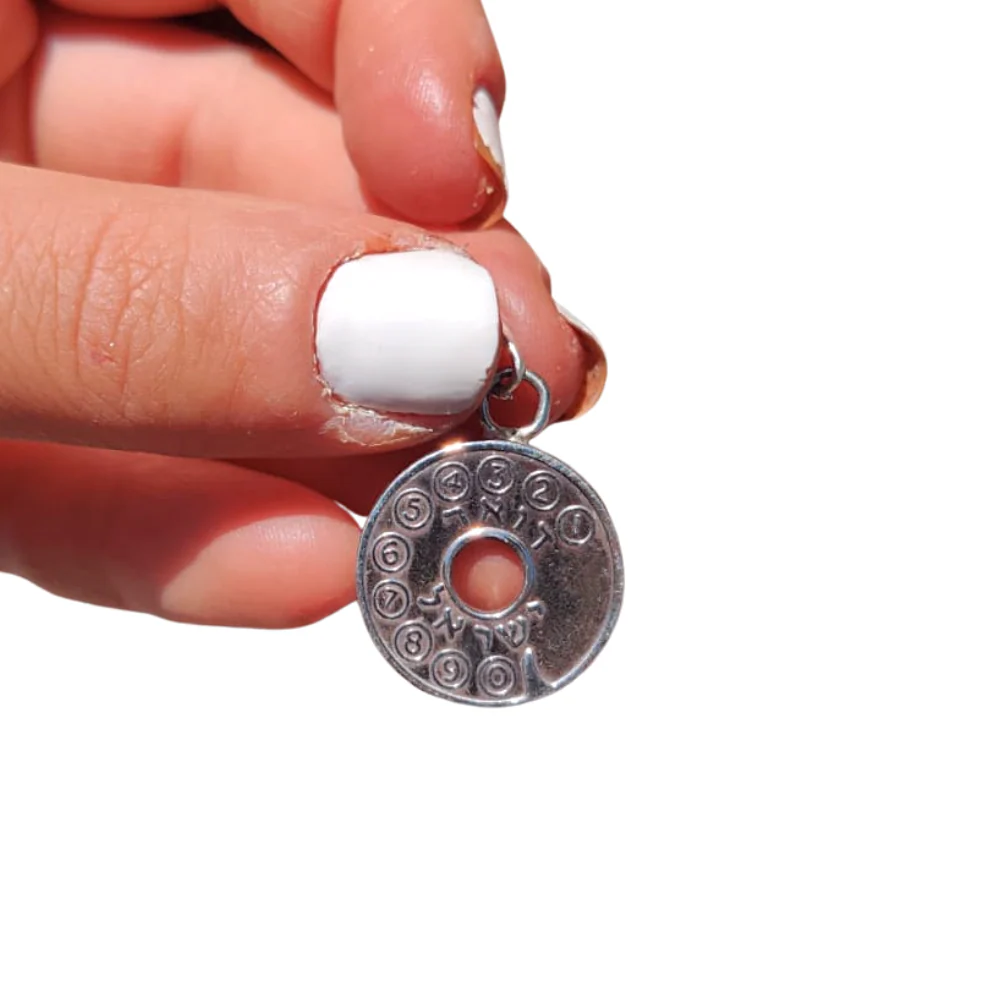 Silver Name ''Asimon'' Pendant - Antique Israeli Phone Token Pendant - Image 4