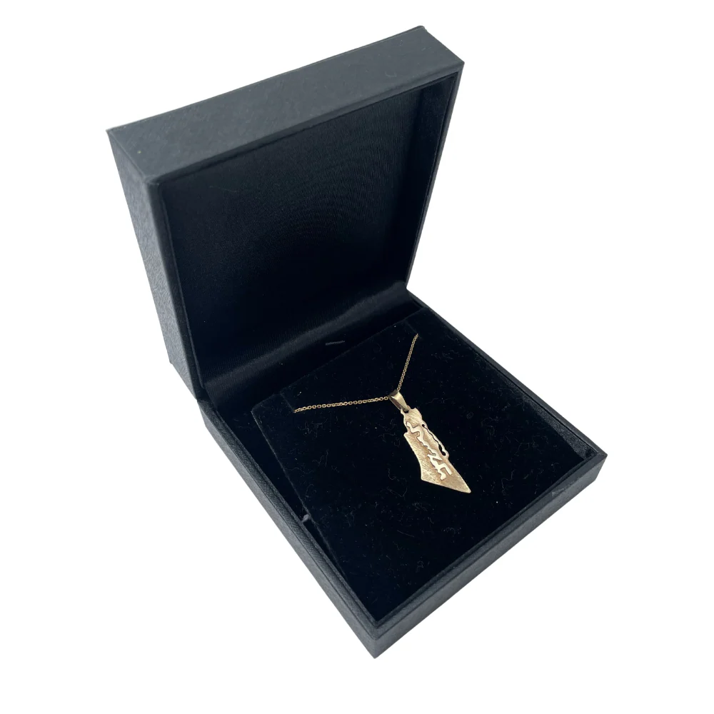 Map Of Israel Name Pendant in 14k Gold - Image 2
