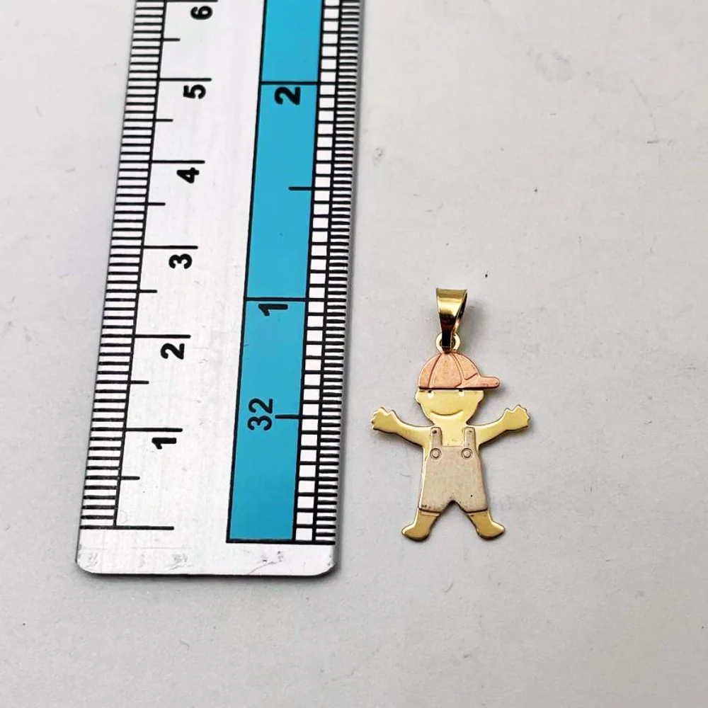 Little Boy Charm Pendant in 14K Tri-color Gold - Image 5