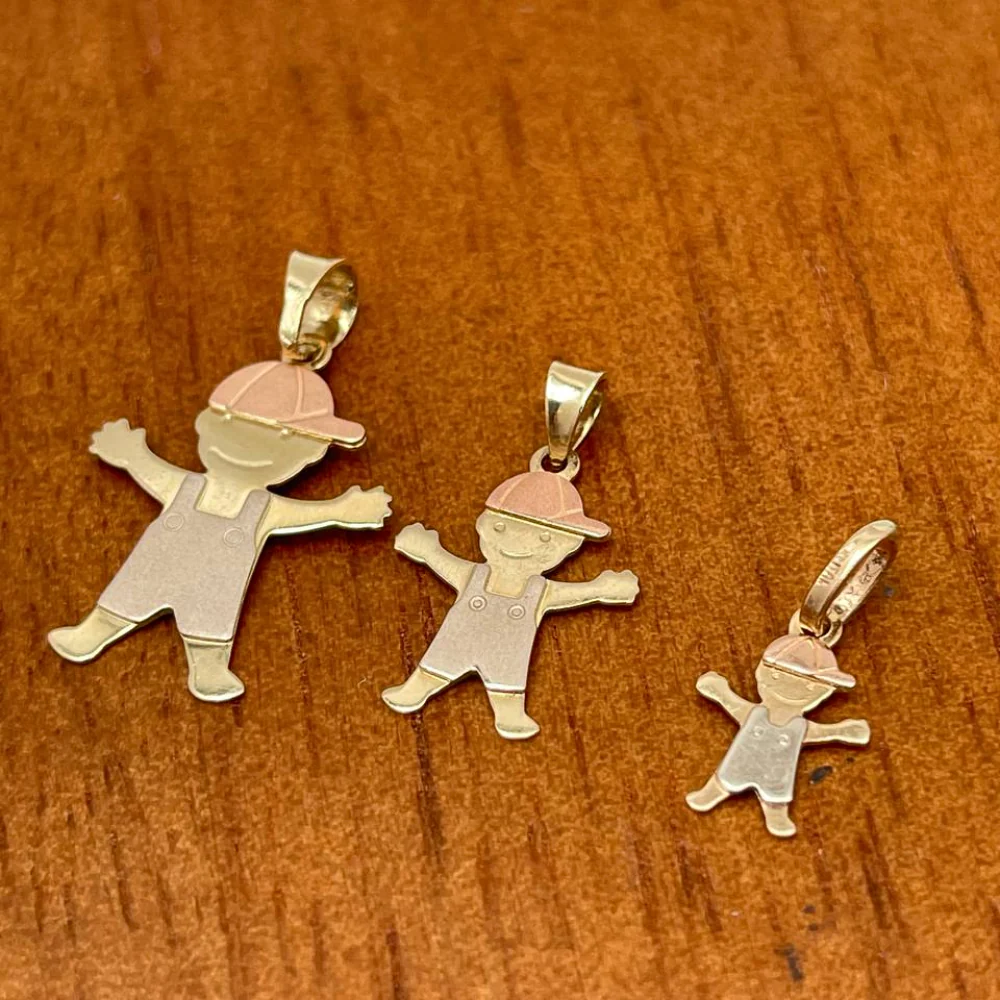 Little Boy Charm Pendant in 14K Tri-color Gold - Image 9