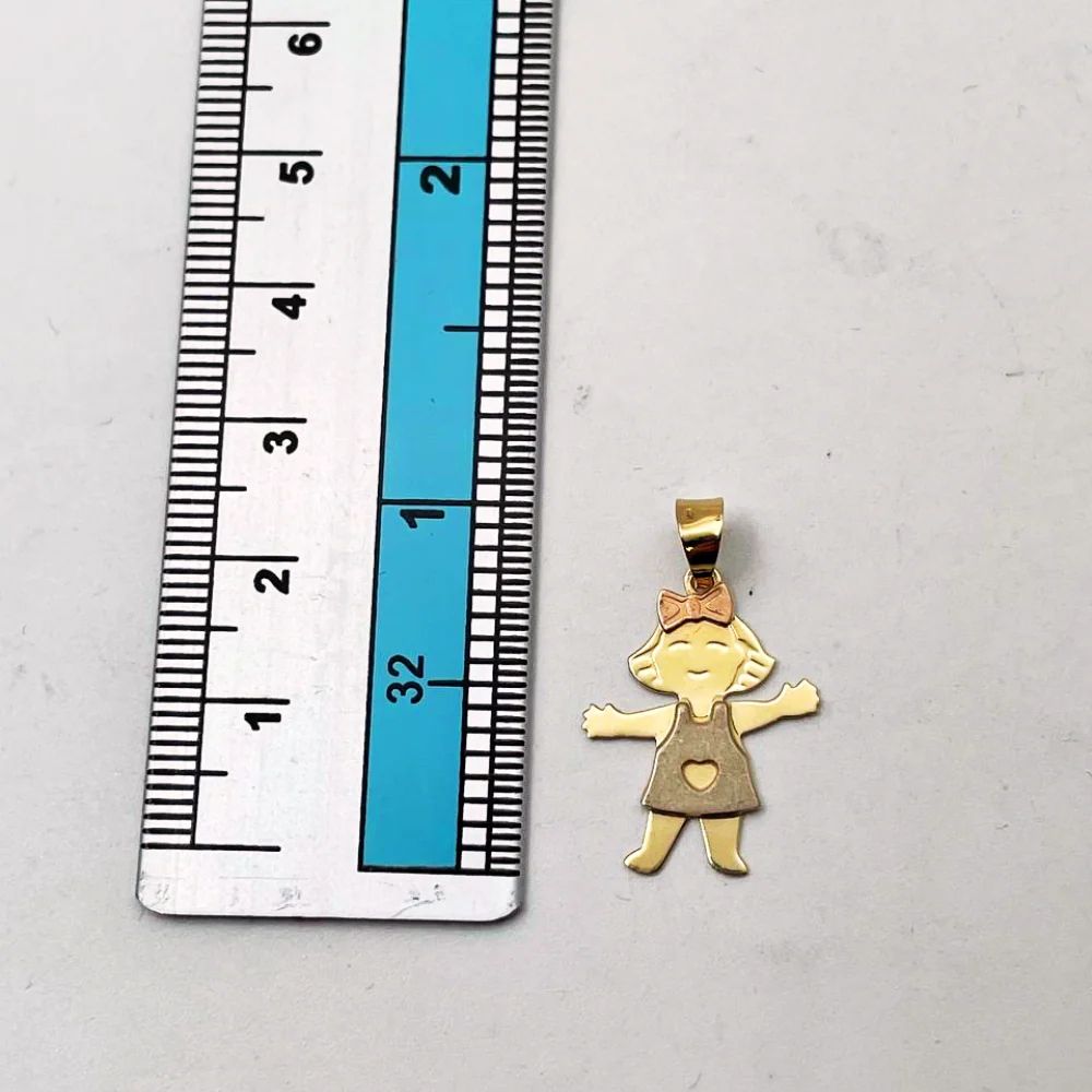 Little Girl Charm Pendant in 14K Tri-color Gold - Image 6