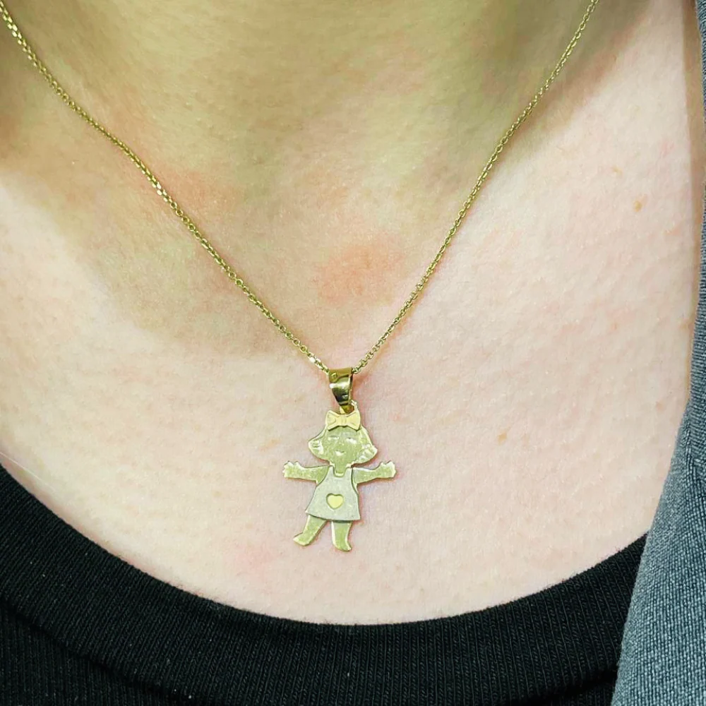 Little Girl Charm Pendant in 14K Tri-color Gold - Image 7