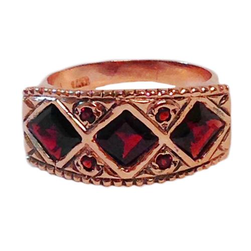 14k Rose Gold Rhombus Garnet Ring - Image 3