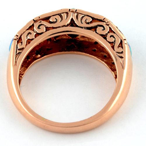 14k Rose Gold Opal and Garnet Ring - Image 2