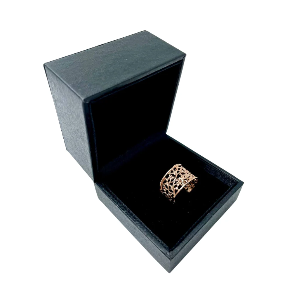 14k Rose Gold Wide Filigree Ring - Image 3