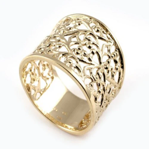 14k Yellow Gold Wide Filigree Ring - Image 7